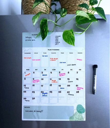 PLANER TABLICA NA LODÓWKĘ MAGNETYCZNA ORGANIZER NOTATNIK 4xPISAKI na Arena.pl