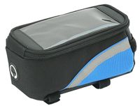 Sakwa rowerowa na ramę z etui na smartphone czarno/niebieska