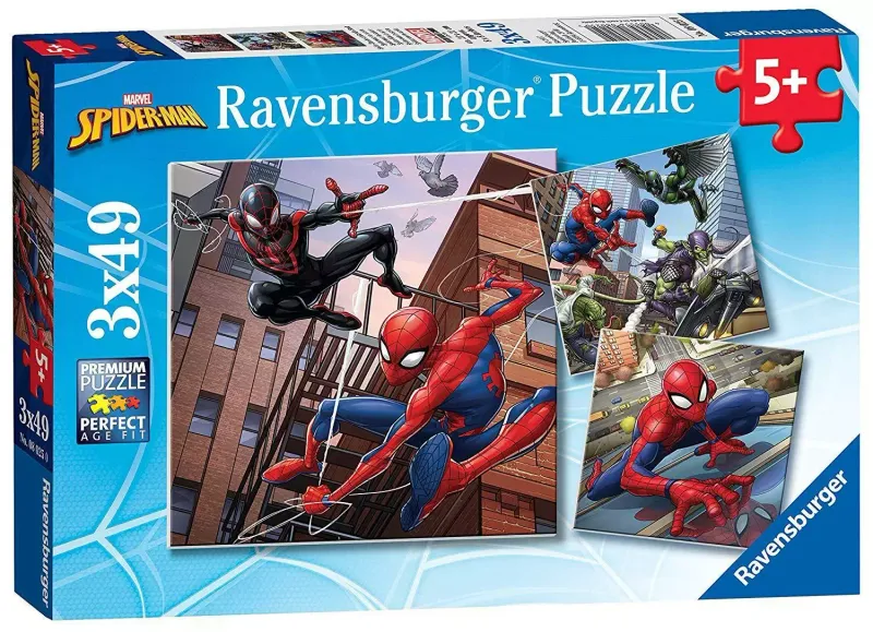 Puzzle 3 x 49 elementów. Spiderman zdjęcie 1