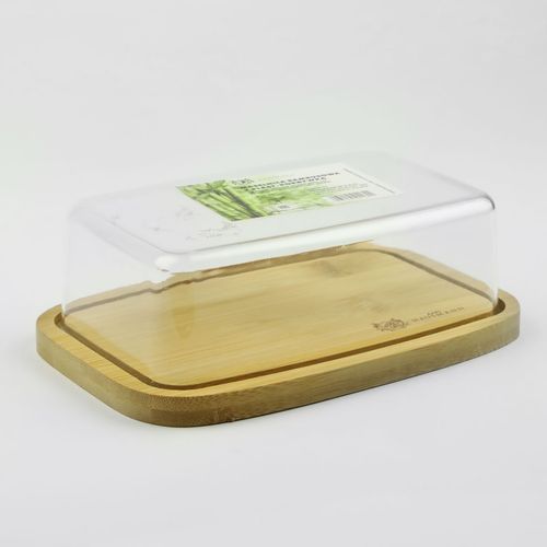 MASELNICZKA BAMBUSOWA Z PLASTIKOWĄ POKRYWĄ POJEMNIK DO PRZECHOWYWANIA MASŁA na Arena.pl