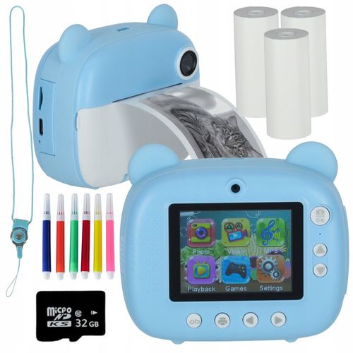 APARAT CYFROWY NATYCHMIASTOWY DLA DZIECI Z DRUKARKĄ GRAMI KAMERA HD +KARTA na Arena.pl