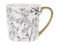 Kubek porcelanowy New Bone AZURE 400 ml biało-granatowy złoty uchwyt