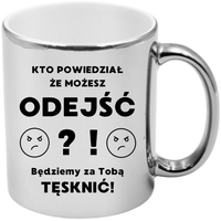 KUBEK SREBRNY NA POŻEGNANIE KOLEŻANKI KOLEGI Z PRACY ŚMIESZNY PREZENT