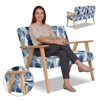 Sofa w stylu PRL retro kanapa vintage niebieski print Soler Family Meble
