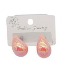 Kolczyki wkrętki kropelka łezka jasny rożowy perłowe akryl MF31299 HIT