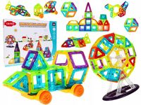 DUŻY ZESTAW KLOCKI MAGNETYCZNE EDUKACYJNE KREATYWNE ZABAWKA 128 szt PANELE