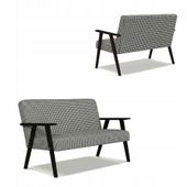 Sofa w stylu PRL retro vintage SOLER Family Meble pepitka czarno biała