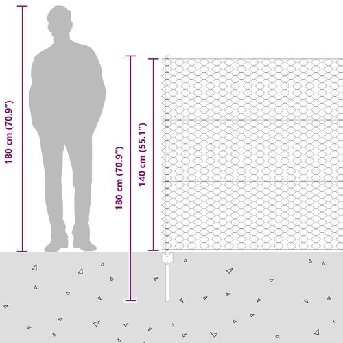 Ogrodzenie z słupkami Srebrny 1.4 x 25 m Stal na Arena.pl