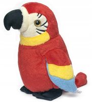 PAPUGA CZEROWNA GADAJĄCA POWTARZAJĄCA MUZYKUJĄCA PLUSZOWA MASKOTKA ROZMAWIA