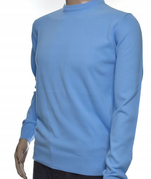 Sweter męski z kaszmiru i wełny merynosów XXL 2XL błękitny 101 zdjęcie 2