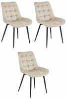 Krzesło beżowe welurowe BERA nogi czarne do kuchni jadani salonu x3