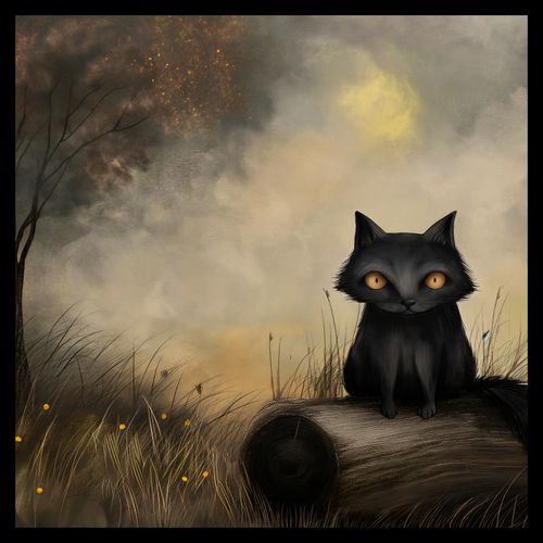 Plakat 50x50cm Czarny Kot na Arena.pl