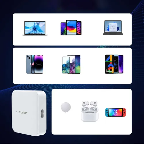 Szybka ładowarka sieciowa GaN Choetech PD8008 100W 2x USB-A / 2x USB-C biał na Arena.pl