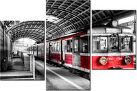 60 90CM OBRAZ 3 ELEM POCIĄG PERONIE ŚCIENNY DRUK PŁÓTNO