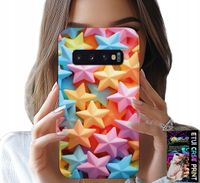 ETUI DO SAMSUNG GALAXY S10 PLUS - KOLOROWE GWIAZDKI GWIAZDA FUTERAŁ +FOLIA
