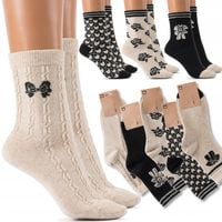 SKARPETKI WEŁNIANE NATURALNE skarpety damskie długie CIEPŁE