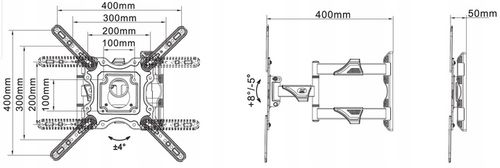 Uchwyt do telewizora TV wieszak obrotowy 32-65 cali MOCNY REGULOWANY na Arena.pl