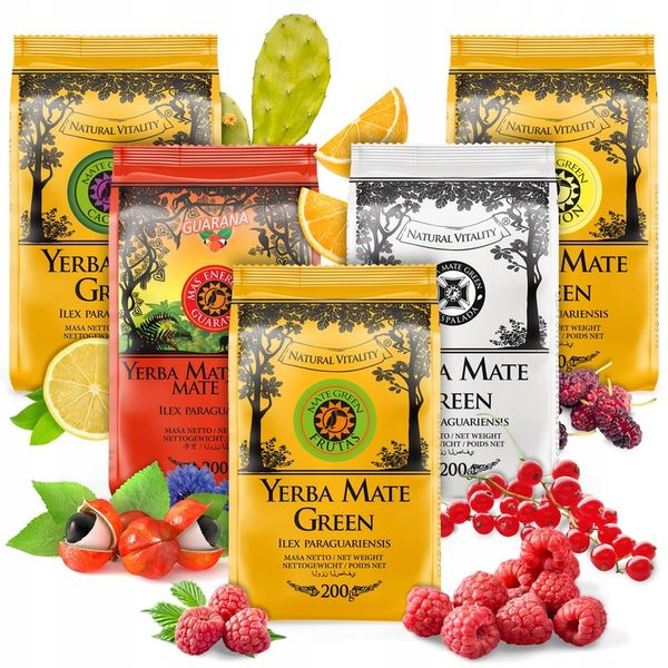 Yerba Mate Green Limon Energia Guarana MIX 5 Najlepszych Smaków 1kg 1000g zdjęcie 1