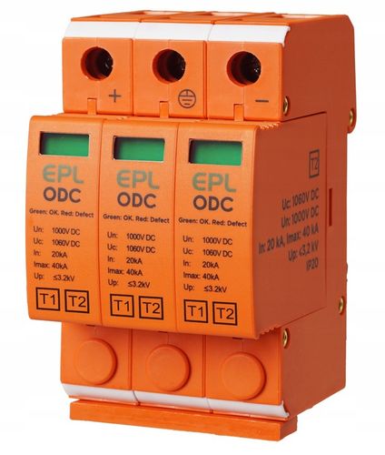 OGRANICZNIK OCHRONNIK PRZEPIĘĆ PRZEPIĘCIOWY FOTOWOLTAIKA 1000V DC 3P B+C na Arena.pl