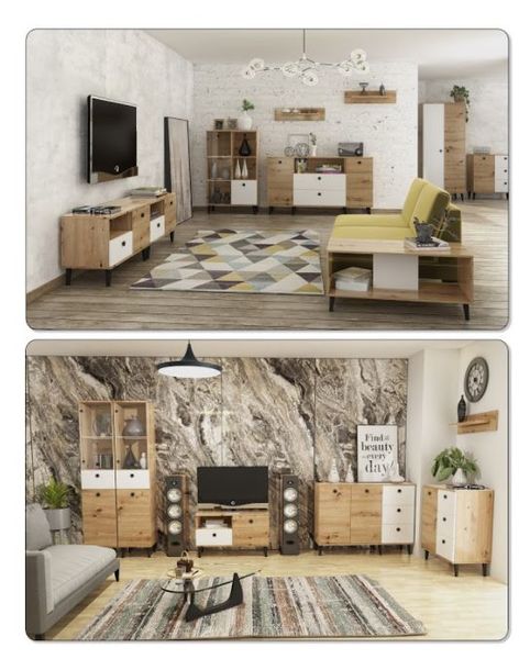 Komoda C1 skandynawska, artisan + biały zdjęcie 3