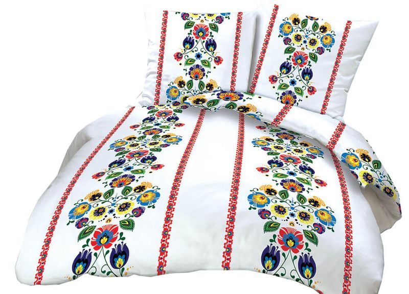 Pościel z kory 100% bawełna 160x200 wzór łowicki czerwony zdjęcie 1