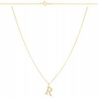 Złoty wisiorek literka R pr.585 + łańcuszek