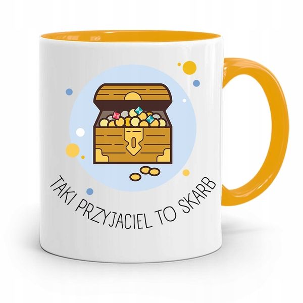 Kubek Żółty Dla Przyjaciela Taki To Skarb Prezent Z Nadrukiem Ze Zdjęciem zdjęcie 1