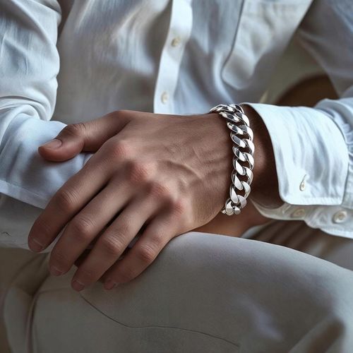 SREBRNA Bransoletka Męska SREBRO pr. 925 Pancerka Gruba 8mm WŁOSKA + GRATIS na Arena.pl