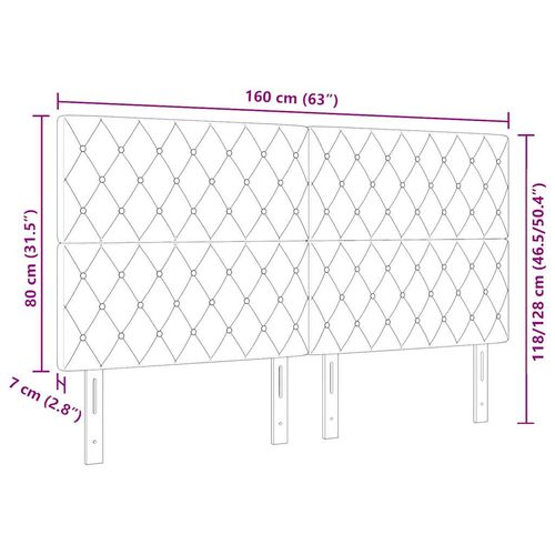 Wezgłowie LED Ze LED Lights Argyle ciemno szary 80 cm Aksamit na Arena.pl