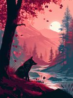 Plakat 15x20cm Wilk Przy Brzegu Lasu