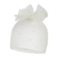 Broel Beatriz czapka z tiulową kokardą wiskoza ecru 42-44