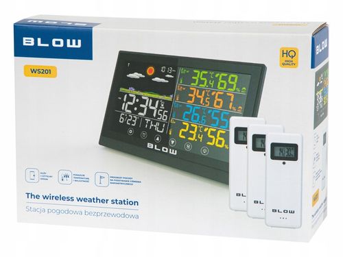 STACJA POGODY BEZPRZEWODOWA POGODOWA METEO TERMOMETR ZEGAR BUDZIK na Arena.pl