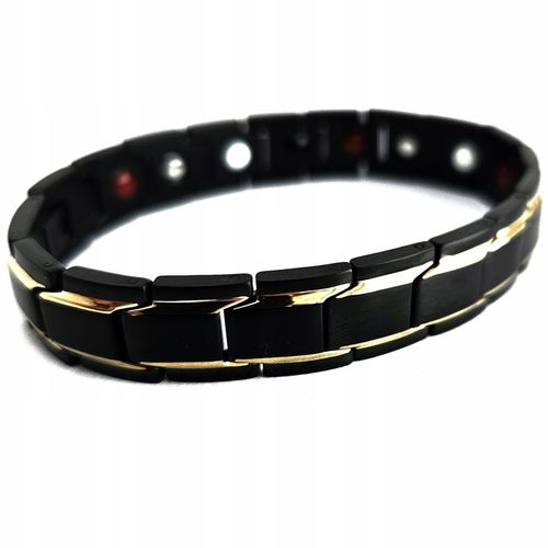 Bransoletka magnetyczna męska zdrowotna CZARNO-ZŁOTA 21cm Prezent Versatile na Arena.pl