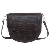 VERA PELLE torebka skórzana listonoszka kroko z paskiem V448 c.brązowa