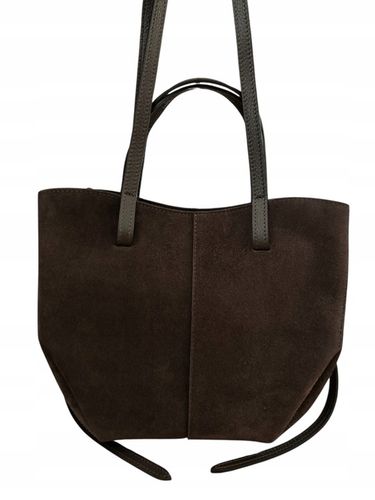 Torebka damska VERA PELLE SHOPPERKA na ramię i do ręki ZAMSZ BRĄZ na Arena.pl