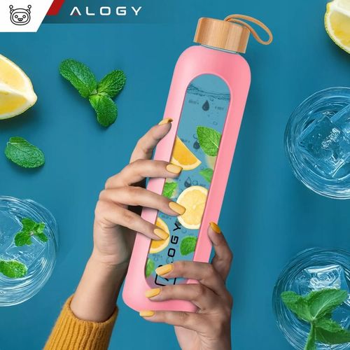 BUTELKA SZKLANA NA WODĘ BIDON MOTYWACYJNA SZCZELNA SILIKONOWE ETUI 1000 ML na Arena.pl