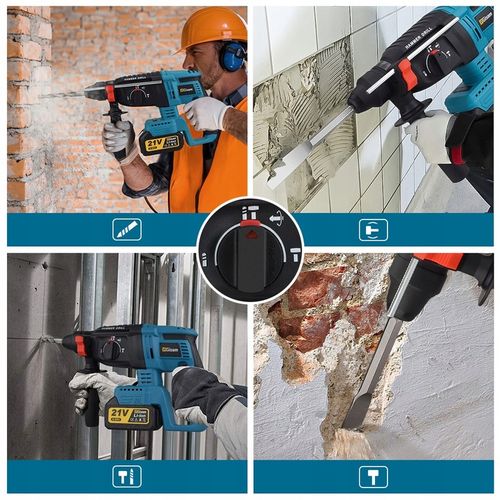 Bezszczotkowa młotowiertarka/wkrętarka udarowa SDS-PLUS, zestaw 2 na Arena.pl
