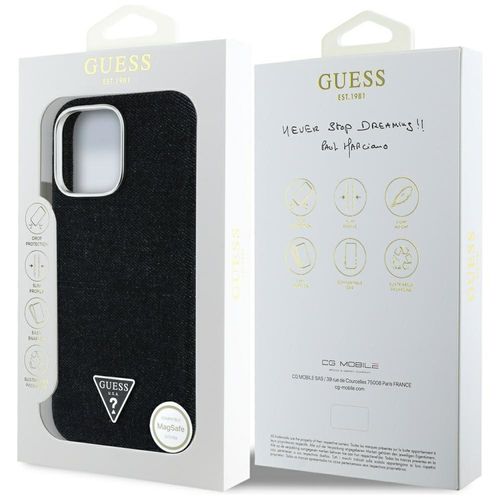etui guess denim triangle logo magsafe   do iphone 16 pro czarny na Arena.pl