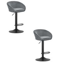 Hoker aksamit szary EAST na czarnej bazie wygodny i stylowy do baru x2