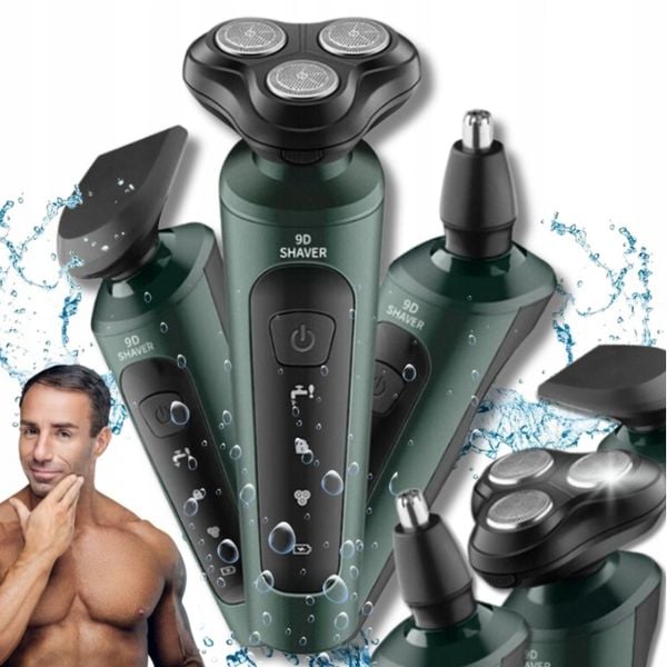 GOLARKA MĘSKA TRYMER MASZYNKA DO BRODY GŁOWY 3W1 ZIELONA Z AKUMULATOREM zdjęcie 1