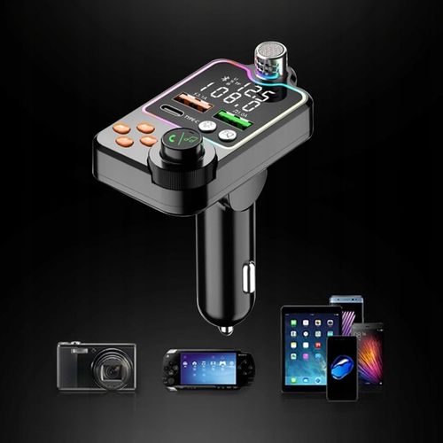 TRANSMITER BLUETOOTH SAMOCHODOWY BT 5.0 ŁADOWANIE QC 3x USB RGB AUDIO na Arena.pl