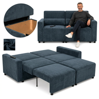 KANAPA 2 OS SOFA rozkładana spania pojemnik granatowy zamsz Komo Family