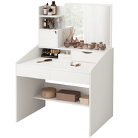 TOALETKA Z LUSTREM BIAŁA DO MAKIJAŻU GLAMOUR Z SZUFLADAMI STYL SKANDYNAWSKI