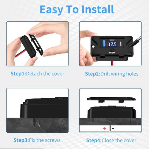 Gniazdo samochodowe montażowe 12V 24V USB 2xPD QC3.0 ON OFF WOLTOMIERZ 90W na Arena.pl