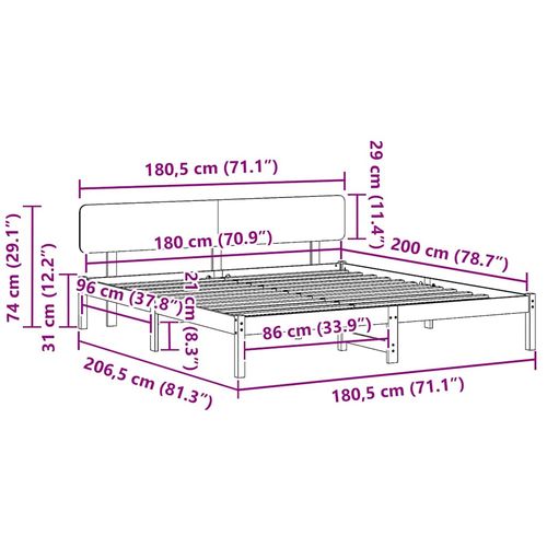 Ramka łóżka Z zagłówkiem Biały 180 x 200 cm Lite drewno sosnowe na Arena.pl
