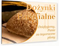 nadruk UV TABLICZKA reklamowa nierdzewna DOŻYNKI PARAFIALNE DIBOND 40x30