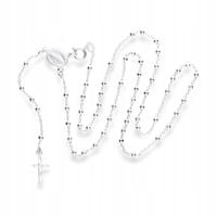 NASZYJNIK SREBRNY RÓŻANIEC KRZYŻYK MEDALIK SREBRO 925 GRAWER NA KOMUNIĘ