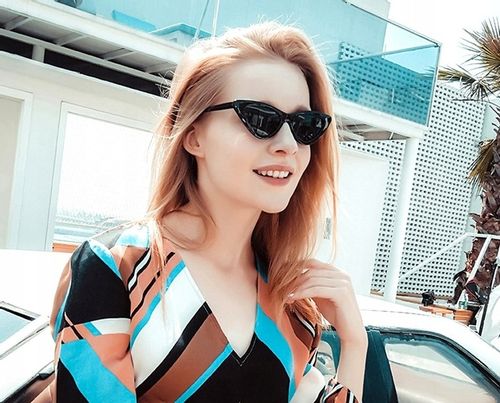 Okulary pilotki KOCIE OKO czarne PROSTOKĄTNE retro Damskie Przeciwsłoneczne na Arena.pl