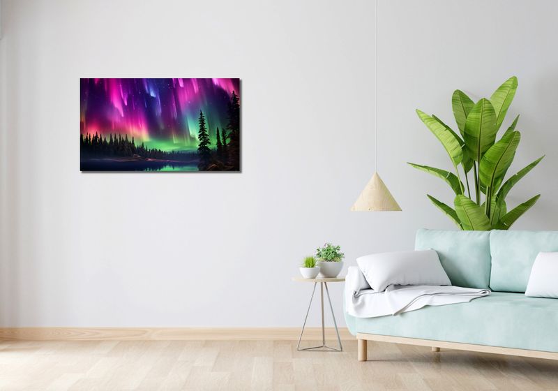 Obraz 90x50cm Zorza Nad Lasem zdjęcie 2
