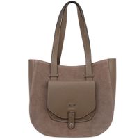 VEZZE torebka skórzana zamszowa klasyczna z długimi rączkami V703 taupe